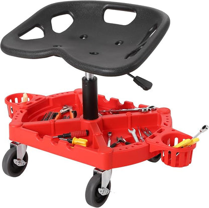 Garage Stool, 18”-23” Adjustable Rolling Mechanic Stool by Unknown