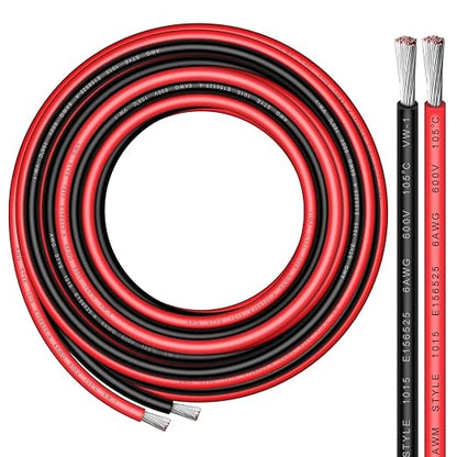 6 Gauge Wire - iGreely 30 FT Red & 30 FT Black 6 Gauge Tinned Copper Electrical by iGreely
