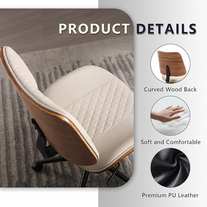 Home Office Chair No Arms with Wheels, Adjustable Height Small Desk Chair - Image 6