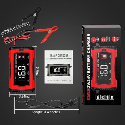 16-Amp Battery Charger, 6V/12V/24V Smart Car Battery Charger, Automotive - Image 8