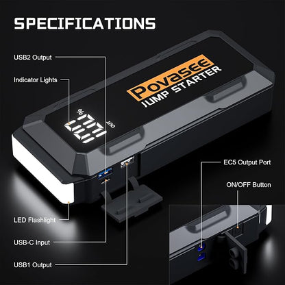 4000A Jump Starter 12V Battery Jumper Starter, Car Battery Jump Starter - Image 6