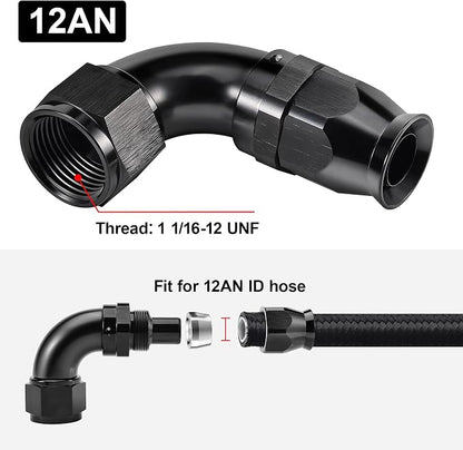 EVIL ENERGY 12AN 90 Degree PTFE One Piece Full Flow End Hose Fitting Aluminum - Image 4