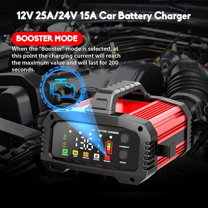 YONHAN 25A Battery Charger & Maintainer, 12V/24V All-in-One Charger - Image 2