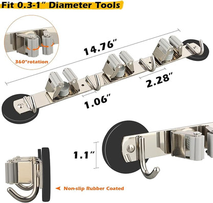 MUTUACTOR Magnetic Broom Holder, Non-slip Heavy Duty Broom and Mop Hanger Metal - Image 5