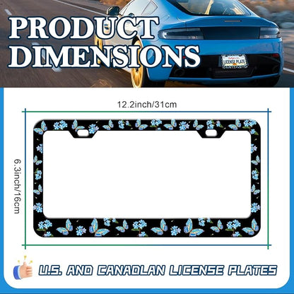 Blue Flower Butterfly License Plate Frames - Image 2