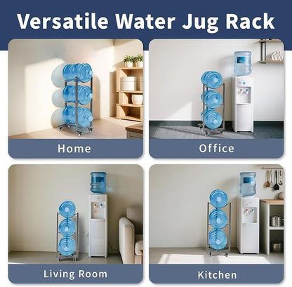 Water Jug Holder with 4 Wheels: 3 Tier Movable Gallon Bottle Storage Rack - Image 7