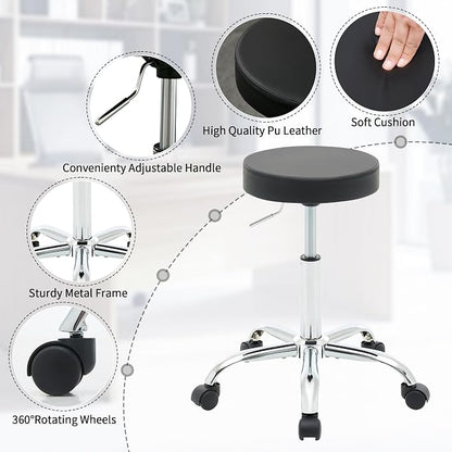 Rolling Office Stools, Adjustable Drafting Stool on Wheels 19.5’’-26.6’’ - Image 4