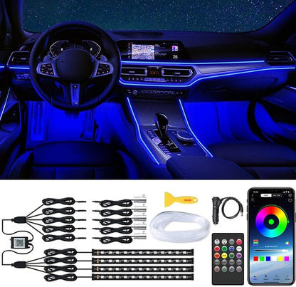 Interior Car Lights with Wireless APP & Remote Control, 9 in 1 RGB Car Ambient by QVEVDACAR