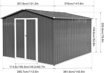 12 x 10 FT Metal Garden Shed, Outdoor Storage Shed - Image 2