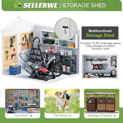 8x6 FT Outdoor Storage Shed, Waterproof Resin Shed - Image 6