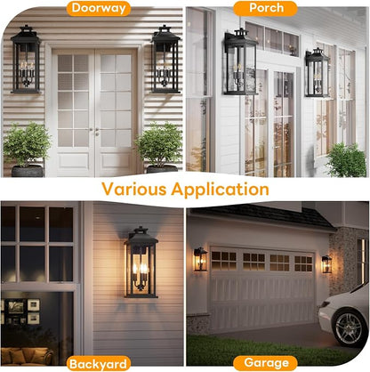 Large Outdoor Light 3-Light 20" Black Exterior Lighting Fixture, Modern Outside - Image 6