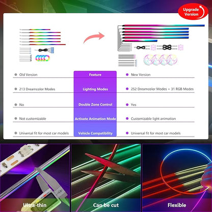 New Version Dreamcolor Acrylic Car Interior Lights 22 in 1 RGB LED Strip Lights - Image 3