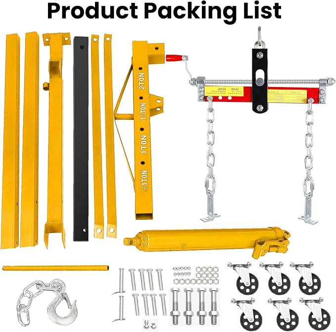 3 Ton Engine Hoist, Folding Hydraulic Cherry Picker Engine Lift, 6500LBS Alloy - Image 4