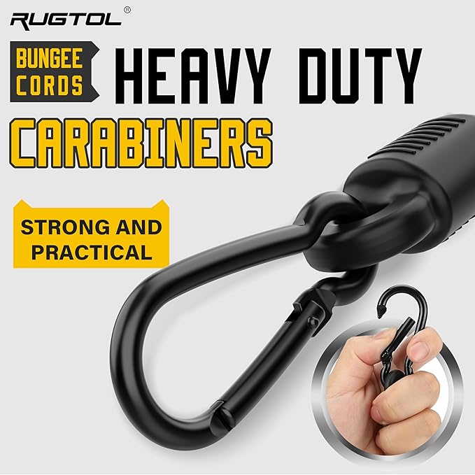 Bungee Cords with Hooks, 36 Inch Blue Adjustable Bungee Cords with Carabiner - Image 6