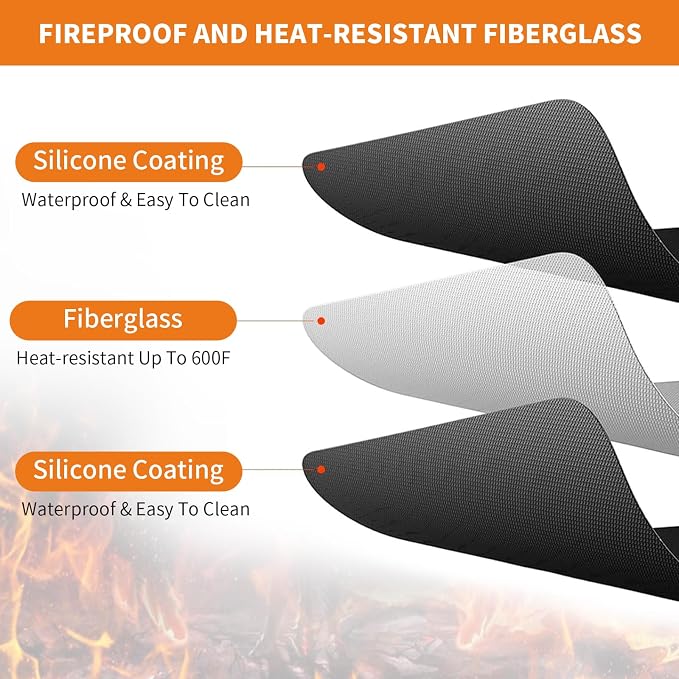 Heat Resistant Grill Mat, 25 x 20 inches Double-sided fireproof and waterproof - Image 5