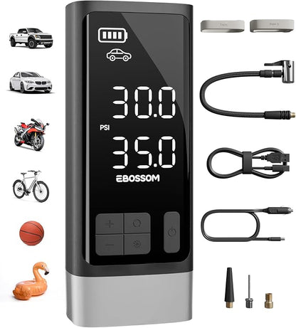 Portable Tire Inflator with Dual-Cylinder, 5 x Fast Inflation Car Air by EBOSSOM