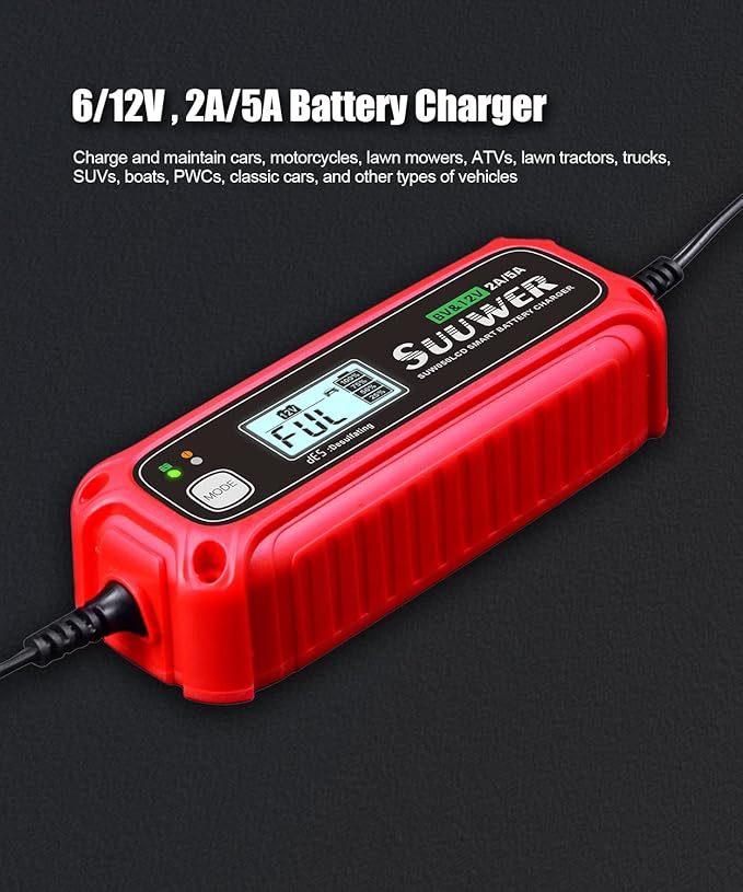 5-Amp High-Efficiency 6V&12V Smart Car Battery Charger, Battery Maintainer - Image 2