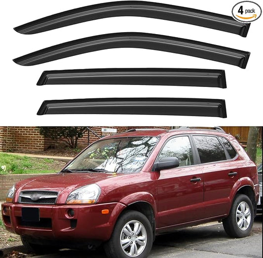 Window Visors Rain Guards for 2005-2009 Hyundai Tucson, Out-Channel Window Vent by YQAUTEC