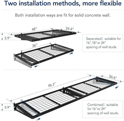 FLEXIMOUNTS 2 Pack 2x4ft Garage Storage 24x48 inch Bike Wall Shelving Rack - Image 3