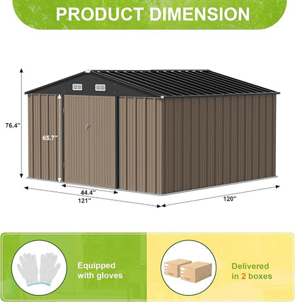 JUMMICO 10 x 10 FT Outdoor Storage Shed, Large Metal Garden Shed & Tool Sheds - Image 6