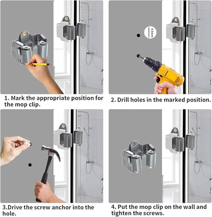 3-H 10 Pack Mop and Broom Holder Big Size Hanging 1 KG Extra, Broom Holder Wall - Image 8