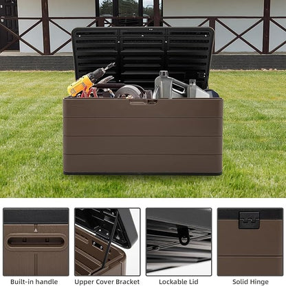 100 Gallon Plus Resin Deck Box, Waterproof Outdoor Storage Bin - Image 6