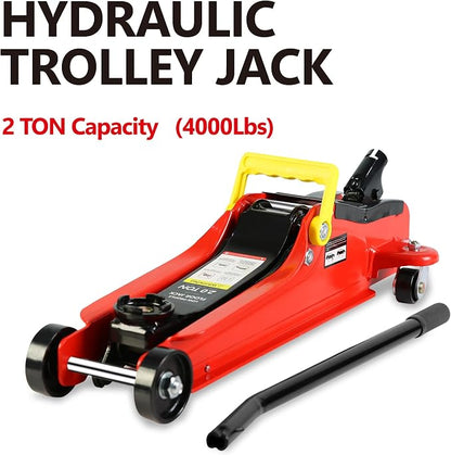 4 Piece Car Truck Floor Jack Service, Hydraulic Trolley Floor Jack & Jack - Image 7