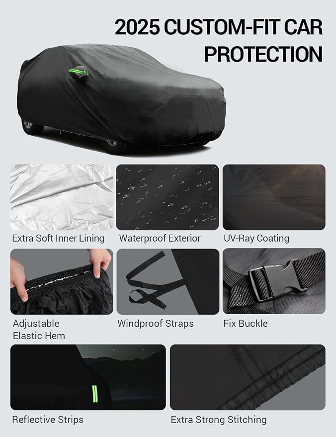 Proadsy 2025 Upgrade Car Cover for Hyundai Santa Fe 2019-2024 2025, Waterproof - Image 8
