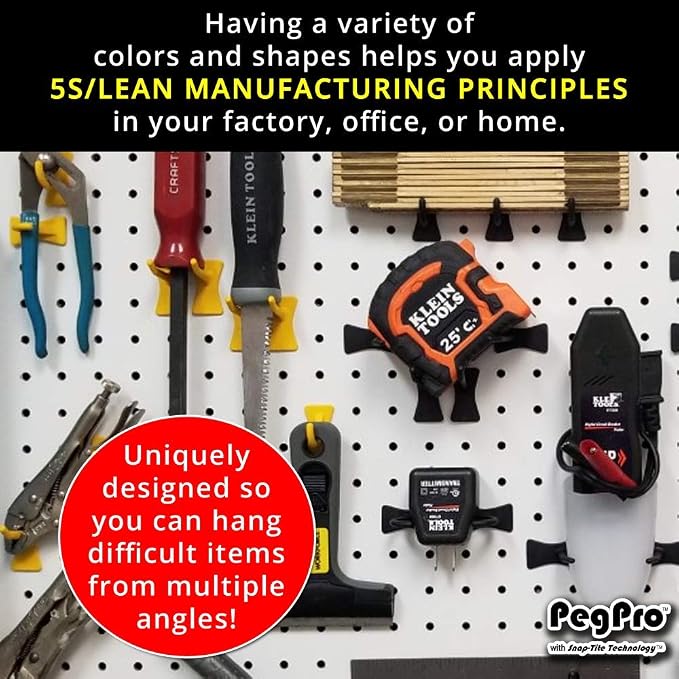 PegPro® J Hooks Kit for Standard “Wood Fiber” pegboard – Durable Plastic - Image 4