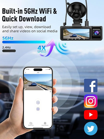 3 Channel 5G WiFi Dash Cam, 4K+1080P+1080P Dash Cam Front and Rear Inside - Image 4