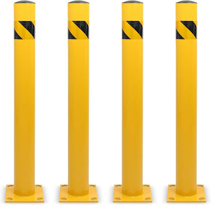BISupply Safety Bollard Post Parking Barrier 4 Pack - 42in Yellow Pipe Bolt by BISupply