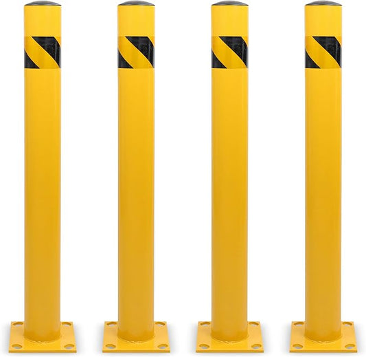 BISupply Safety Bollard Post Parking Barrier 4 Pack - 42in Yellow Pipe Bolt by BISupply