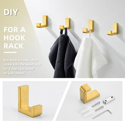 Angle Simple Towel Hook for Bathroom, SUS 304 Stainless Steel Shower Wall Coat - Image 6