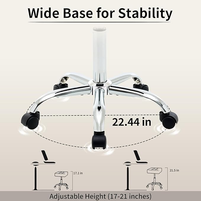 Saddle Stool with Wheels, Swivel Rolling StoolS - Image 5