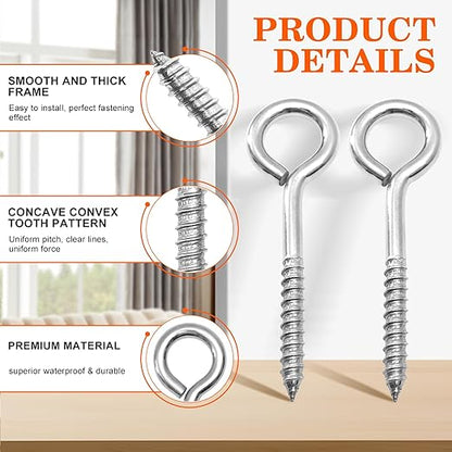 8Pcs Self Tapping Eyelet Screw Eye Bolt，6 Inch Heavy Duty Screw Eyes Hooks ，M10 - Image 6