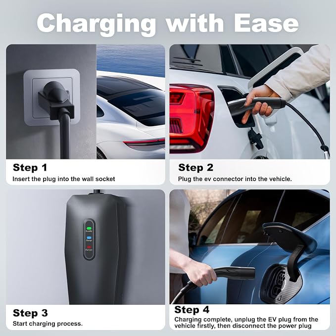 Level 1/2 EV Charger for Tesla 16Amp, Electric Vehicle Portable Charger - Image 6