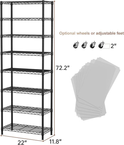 SINGAYE 8 Garage Heavy Duty Shelving Unit Kitchen Pantry Close Home Organizers - Image 3