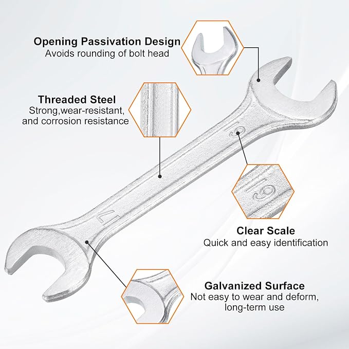HARFINGTON Double Open End Wrench 17mm x 19mm Metric 15 Degree Offset Angle - Image 4