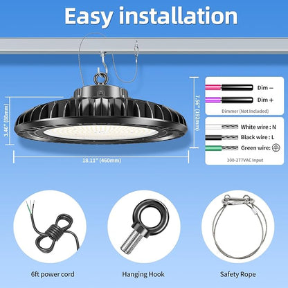 3 Pack 500W LED High Bay Light 72, 500LM DLC ETL Listed Industrial Grade UFO - Image 8