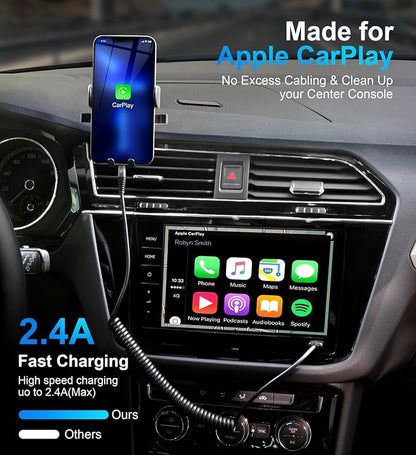 iPhone Charger Cable for Car, Coiled Lightning Cable 2 Pack Lightning Cord - Image 2