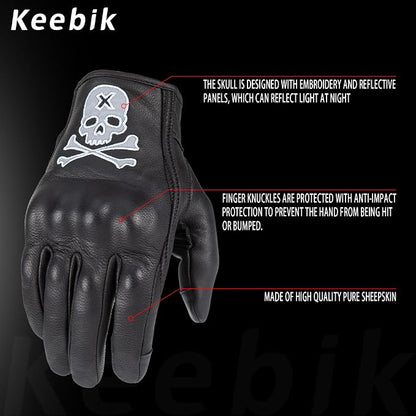 Goatskin Leather Motorcycle Motorbike Powersports Racing Gloves Reflective - Image 2