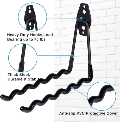 2 Packs Garage Wall Hooks Heavy Duty Hanger, Wall-Mounted Metal Badminton - Image 4
