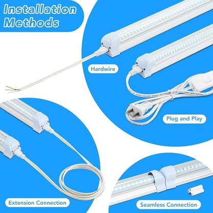 T8 LED Shop Lights 4FT, 4 Pack 60W 9600LM 6000K Daylight White, Linkable - Image 3