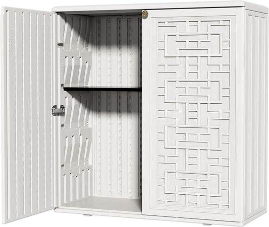 ZZM HDPE Outdoor Storage Shed, Outdoor Plastic Storage Cabinet, Horizontal by ZZM