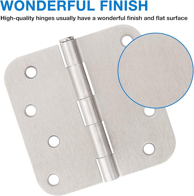 12 Pack 4 Inch Nickel Door Hinges Satin/Brushed Nickel Door Hinges 4 in x 4" - Image 5
