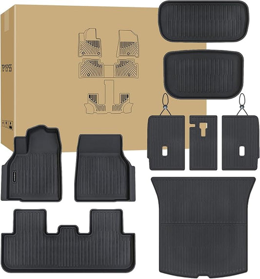 Floor Mats for Tesla Model Y Juniper 2025 2026 | All-Weather TPE Liners 7-Piece by SANBAN-AXE