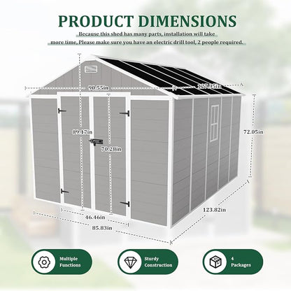 MyVoice 10x8 FT Outdoor Resin Storage Shed - Image 6
