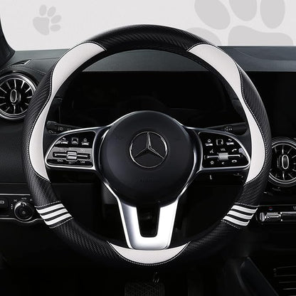 Car Steering Wheel Covers for Women Padded Carbon Fiber PU Leather Cute Auto by HighnessHwoo