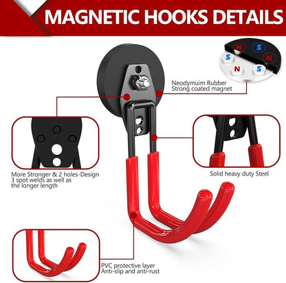 3-H Heavy Duty Magnet Garage Hooks 4 Pack, J Shape Strong Magnetic Hooks - Image 4