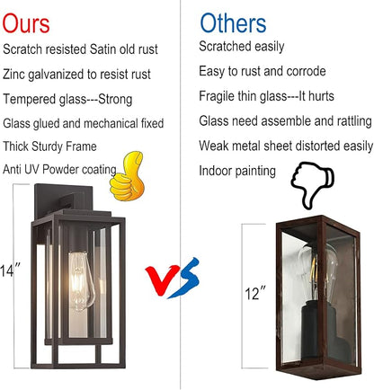 14" Outdoor Wall Light Fixtures Waterproofed Exterior Lantern W/Sturdy - Image 3